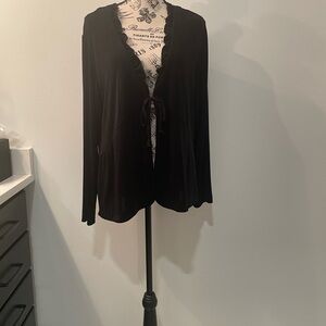 Chico’s Black Open Front Cardigan size 2 which is 16-18.